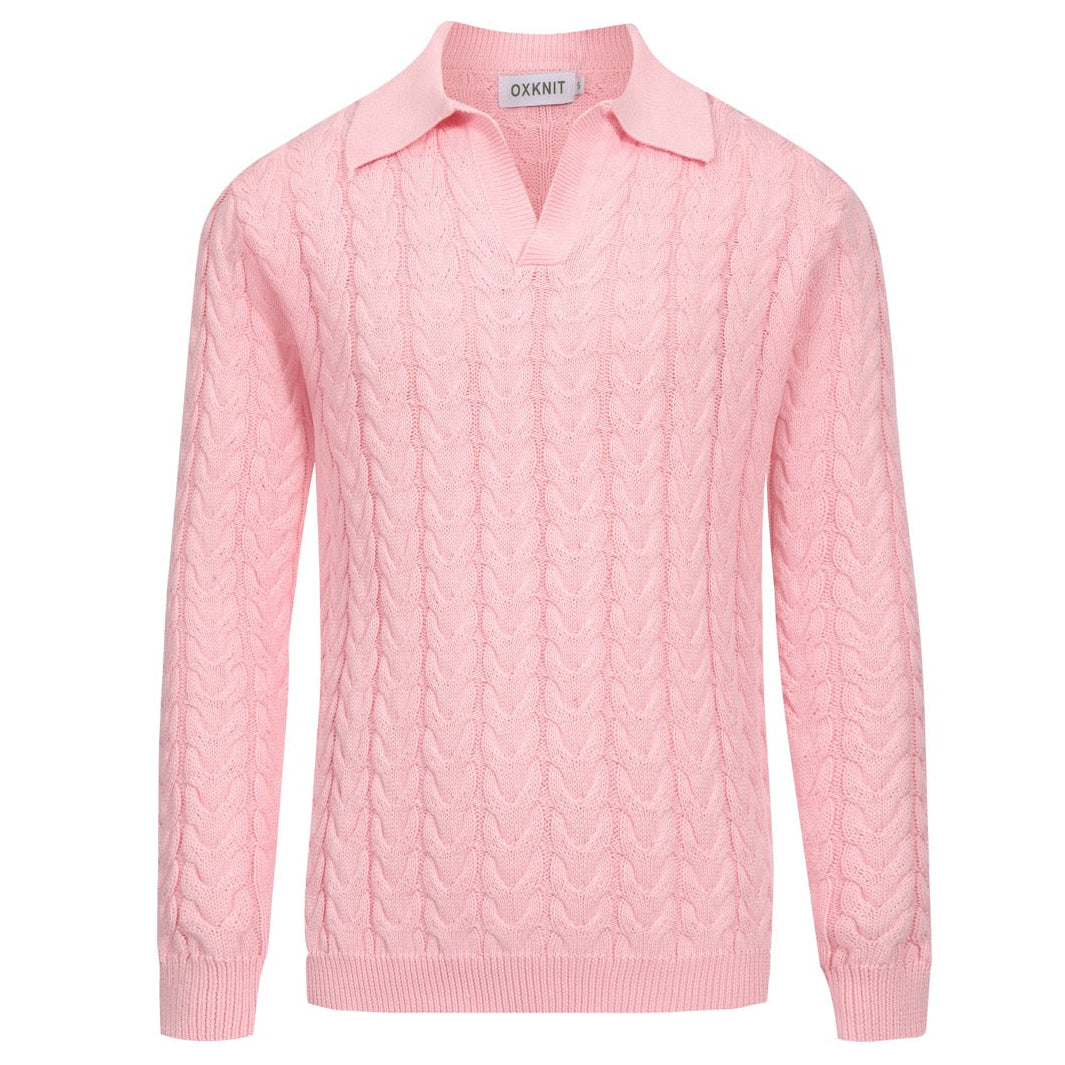 Pink knitted retro pull for men