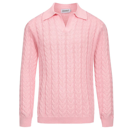 Pink knitted retro pull for men