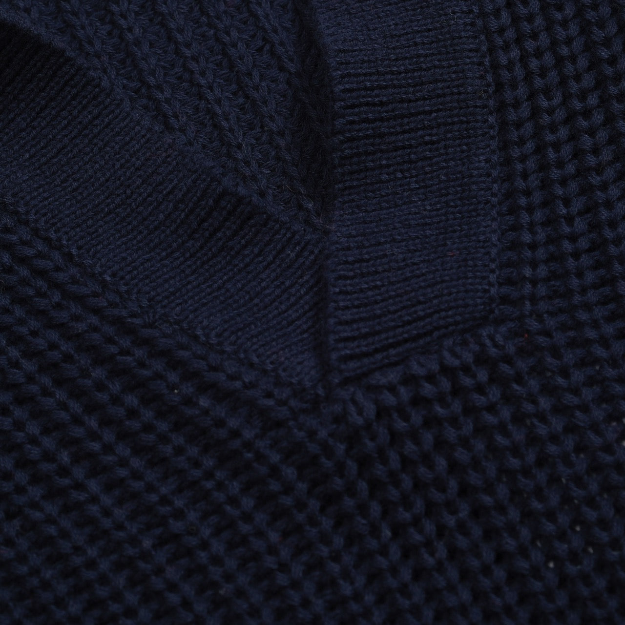 Navy Blue Retro V-Neck Polo for Men