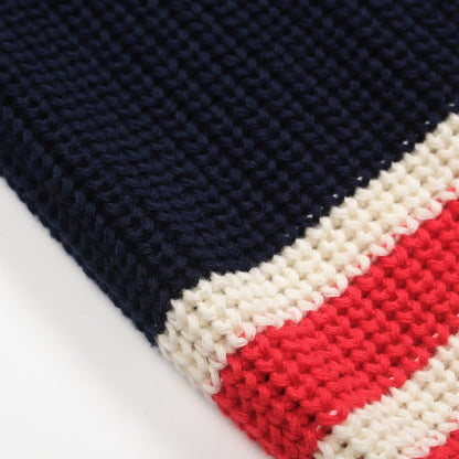 Navy Blue Retro V-Neck Polo for Men