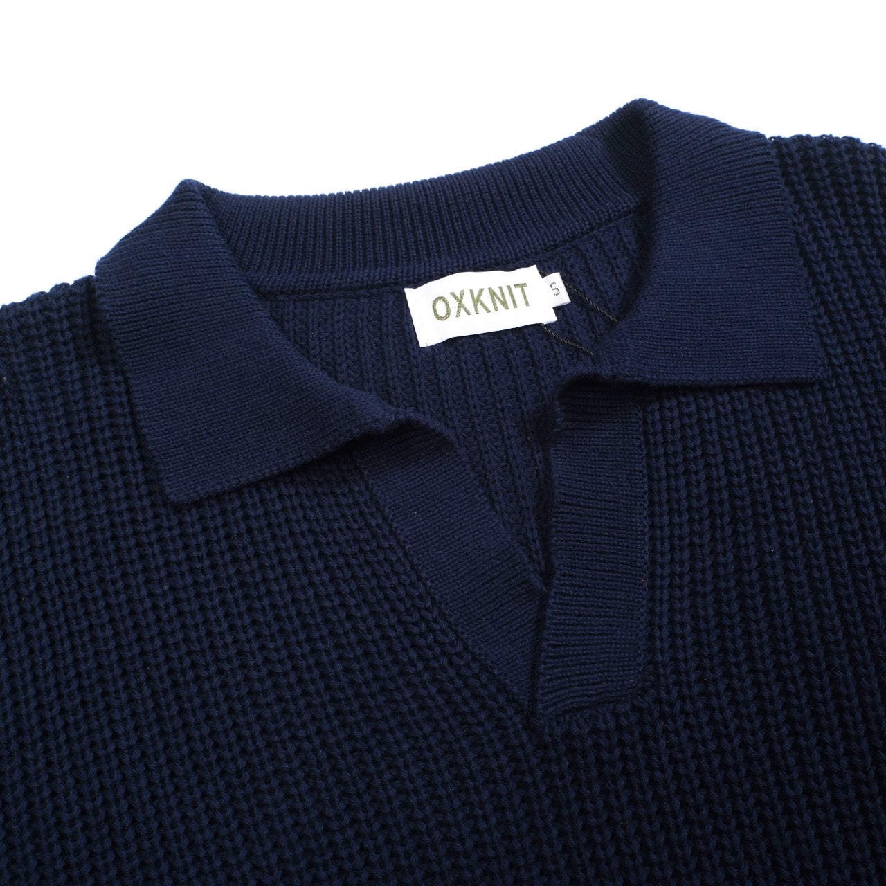 Casual Retro V-Neck Knit Polo in Navy Blue for Men