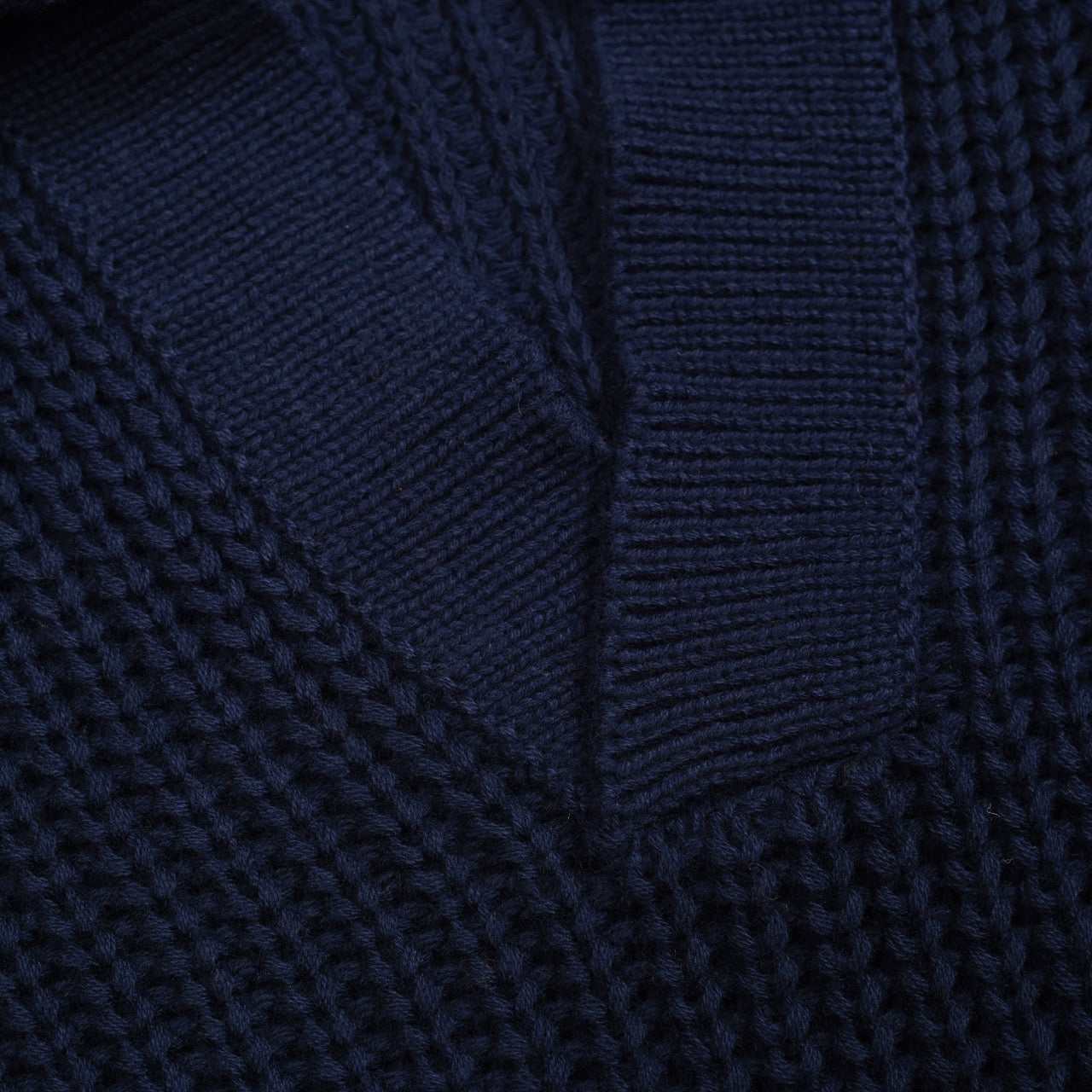 Casual Retro V-Neck Knit Polo in Navy Blue for Men