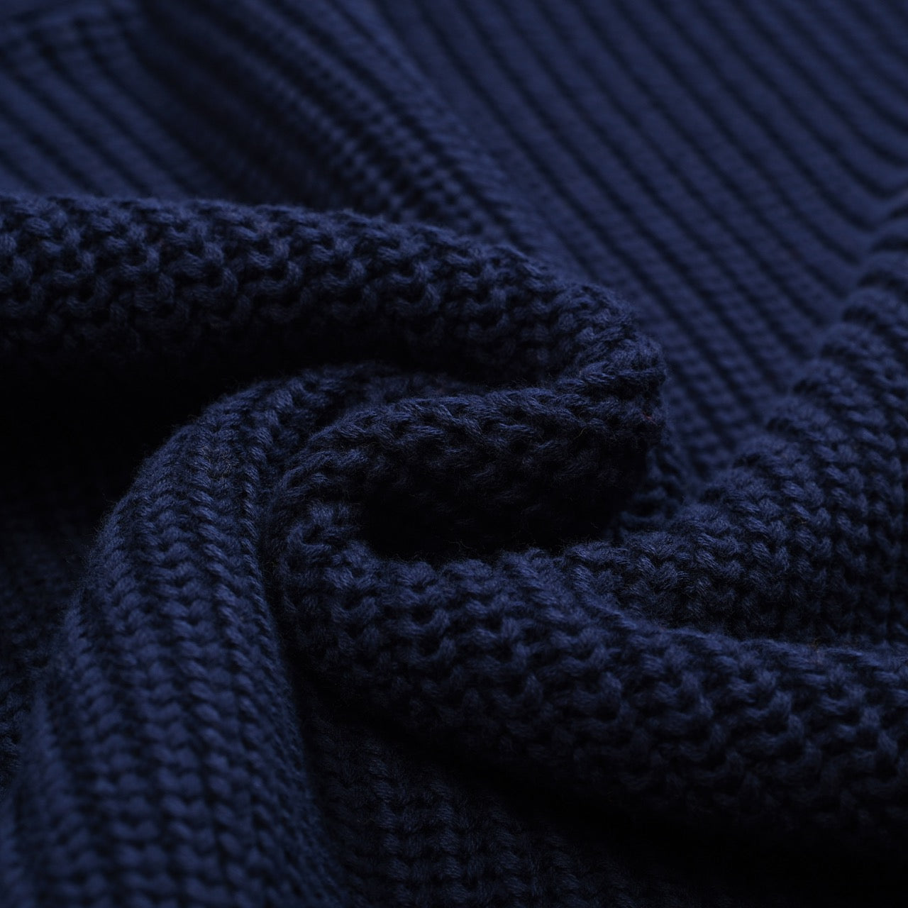 Casual Retro V-Neck Knit Polo in Navy Blue for Men