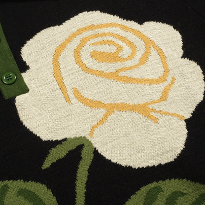 Vintage black jacquard polo for men