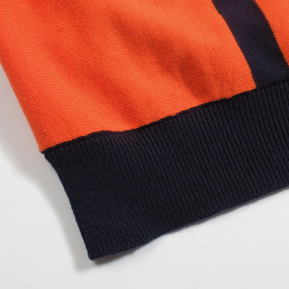 Vintage navy blue knitted jacquard cardigan for men