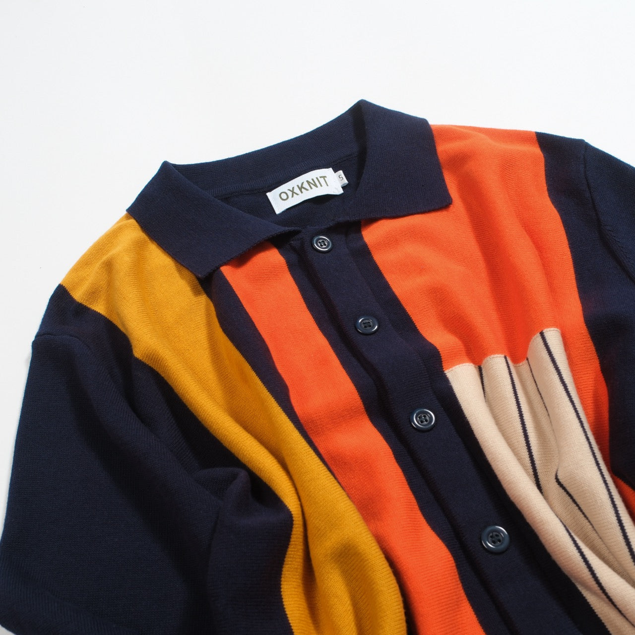 Vintage navy blue knitted jacquard cardigan for men