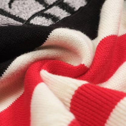 Men's Flame Cat Jacquard Knit T-shirt, Embroidered in Pink