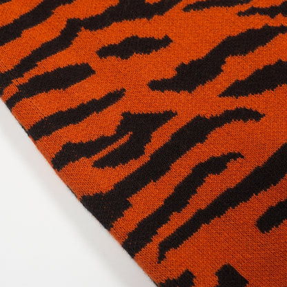 Orange striped zip cardigan for men