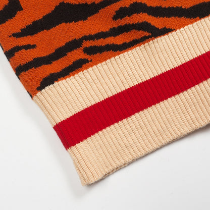 Orange striped zip cardigan for men