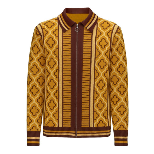 Vintage 1960s Men's Zip-Up Cardigan in Yellow