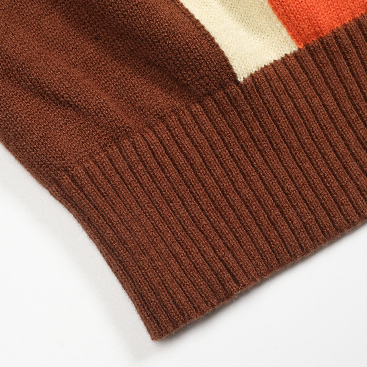 Vintage knitted zip-up cardigan for men, brown striped