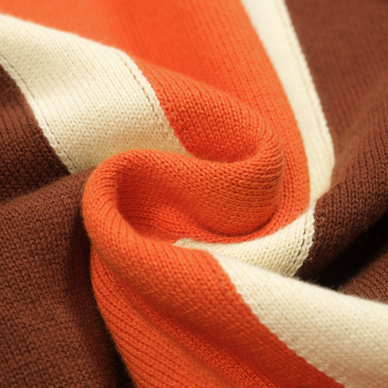 Vintage knitted zip-up cardigan for men, brown striped