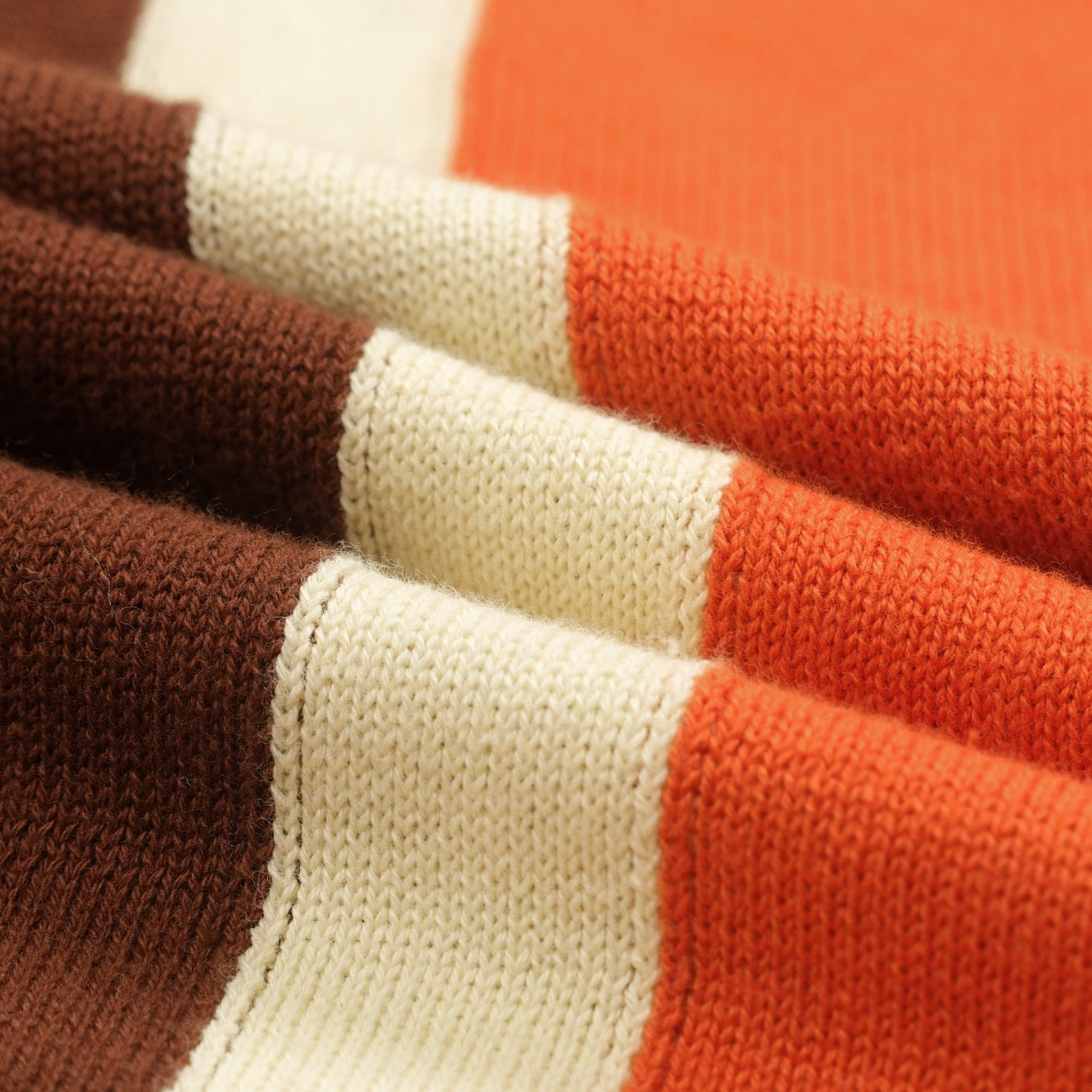 Vintage knitted zip-up cardigan for men, brown striped