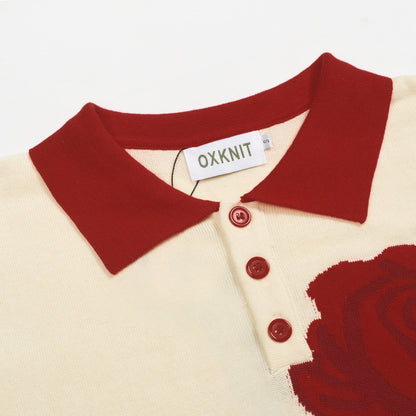 Men's Apricot Floral Jacquard Polo