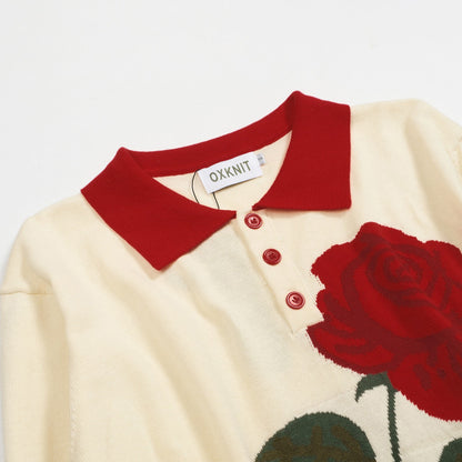 Men's Apricot Floral Jacquard Polo