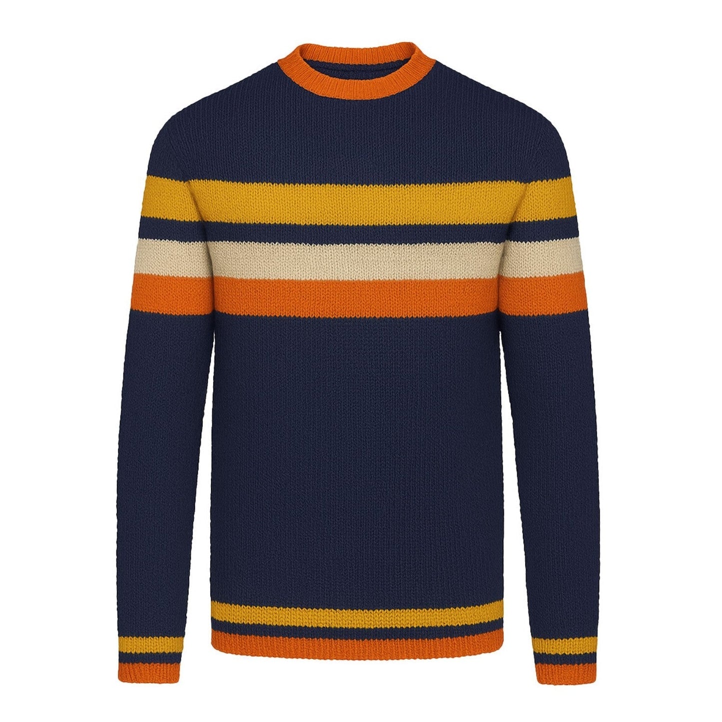 Dark Blue Striped Retro Art Jumper for Men
