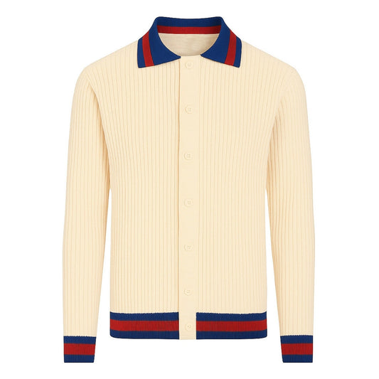 Vintage aesthetic knitted cardigan in apricot for men