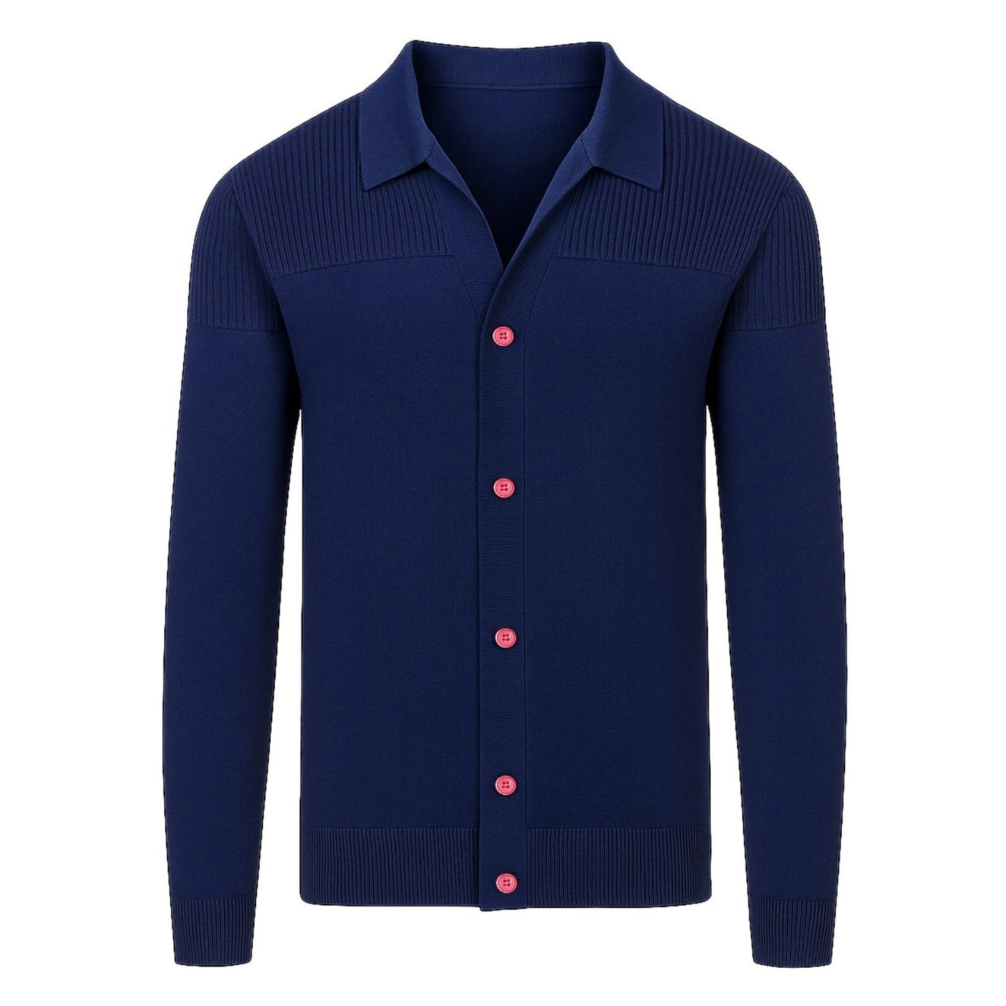 Retro Striped Blue Knitted Cardigan for Men