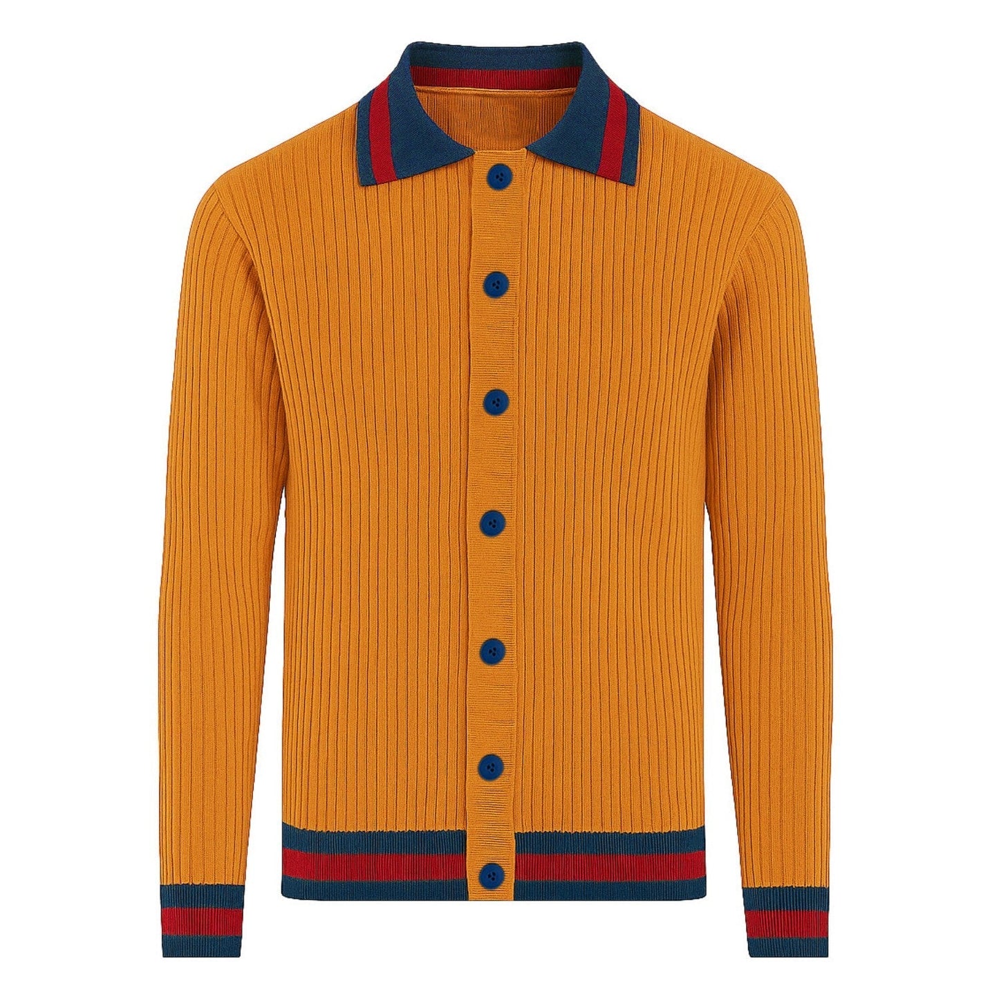 Retro knitted orange textured cardigan for men