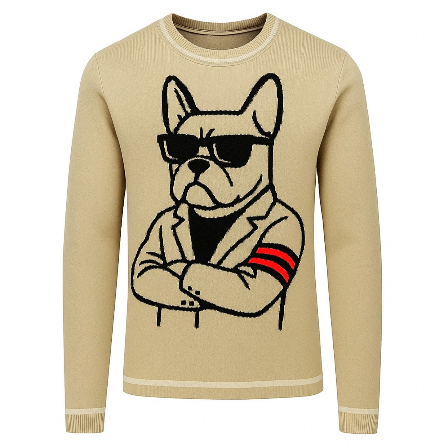 Abstract Method Khaki Bulldog Knit Pullover for Men