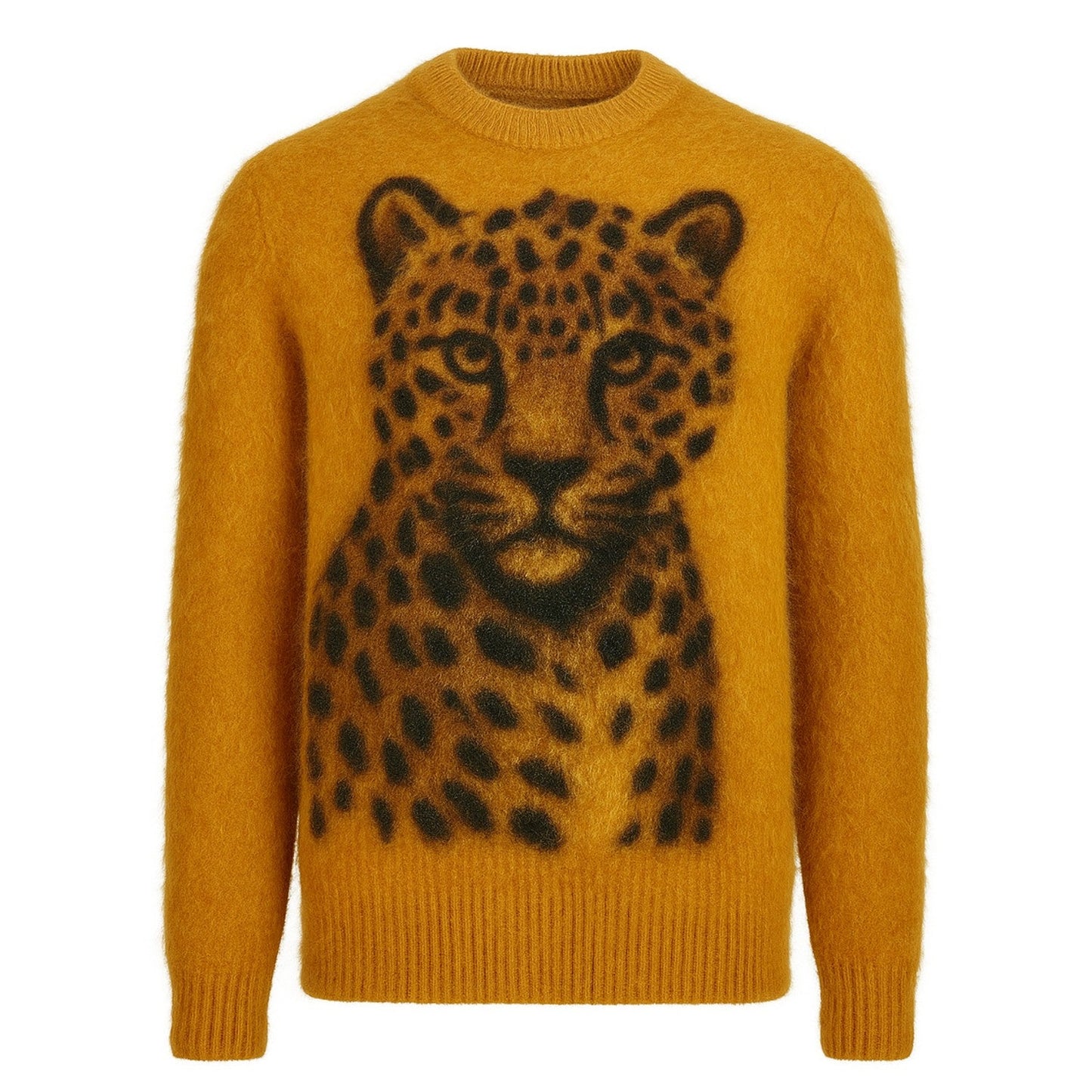 Men's Yellow Leopard Knit Jumper