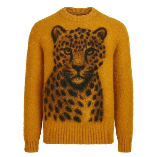 Men's Yellow Leopard Knit Jumper