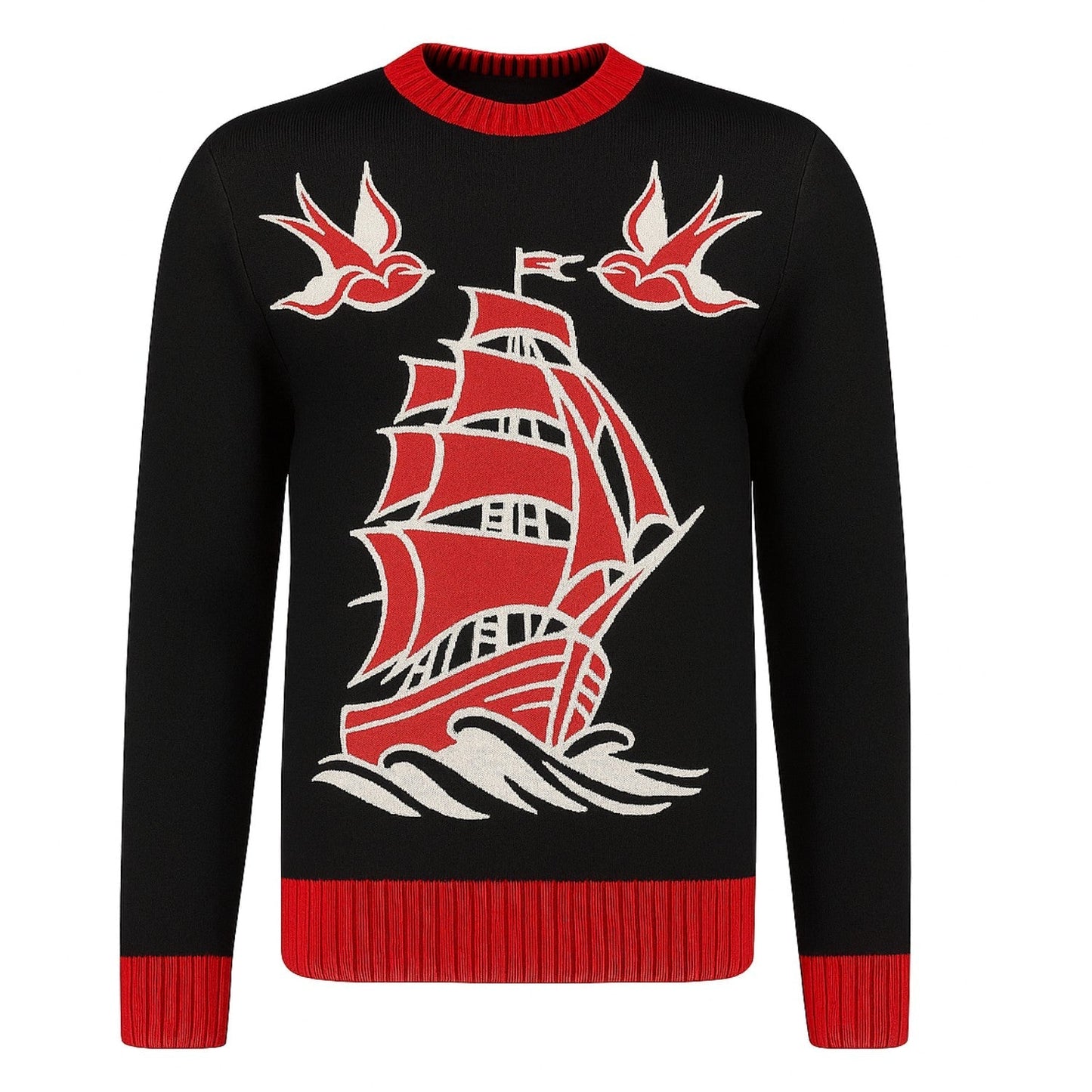 Pull jacquard vintage noir pour homme