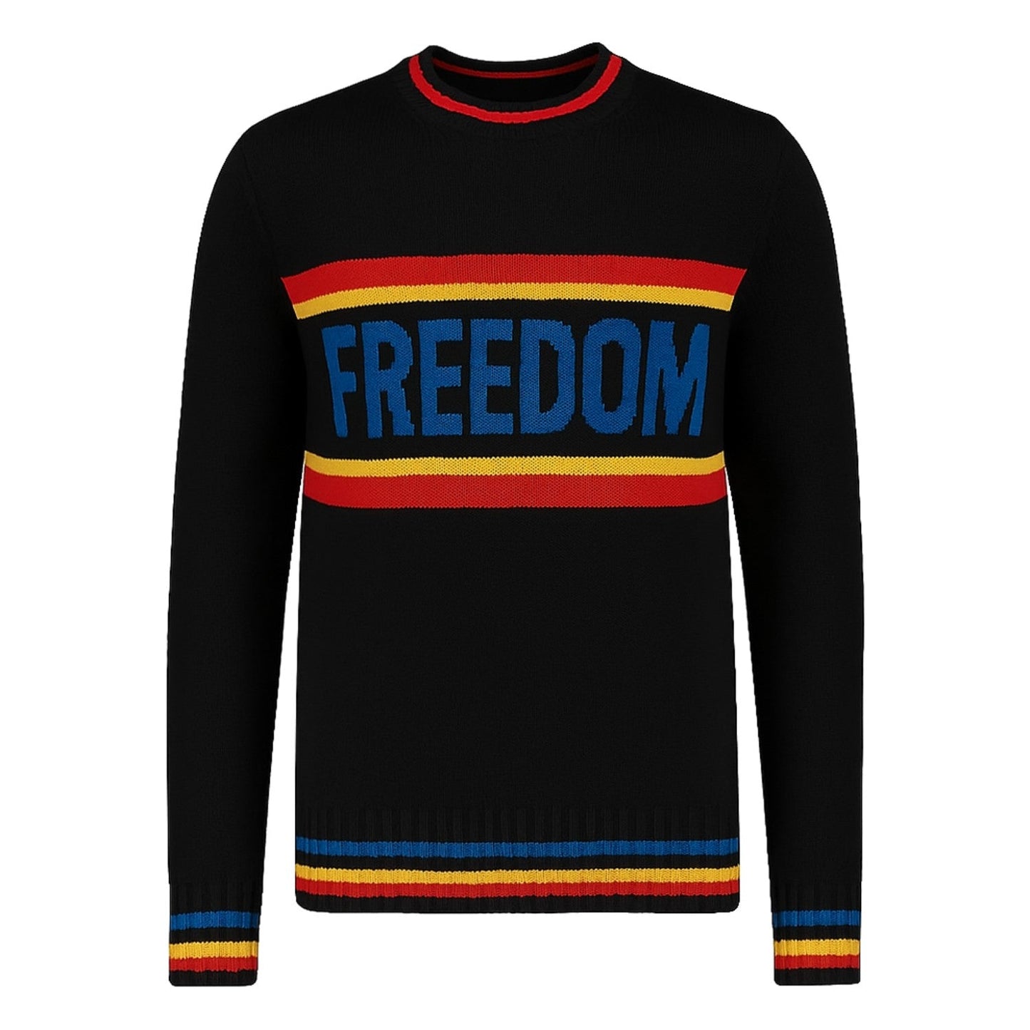Black Striped "Liberté" Knitted Jumper for Men