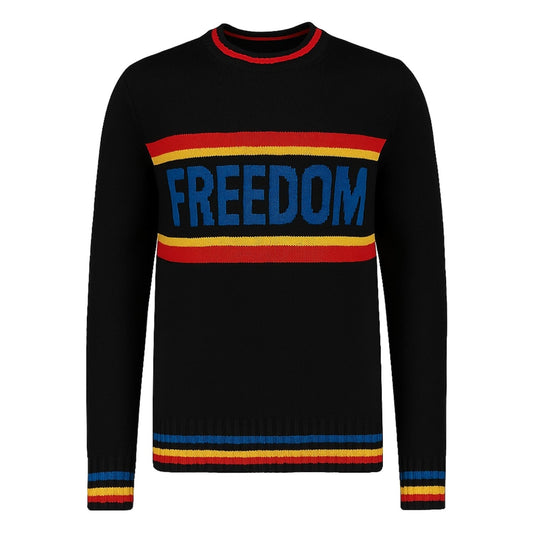 Black Striped "Liberté" Knitted Jumper for Men