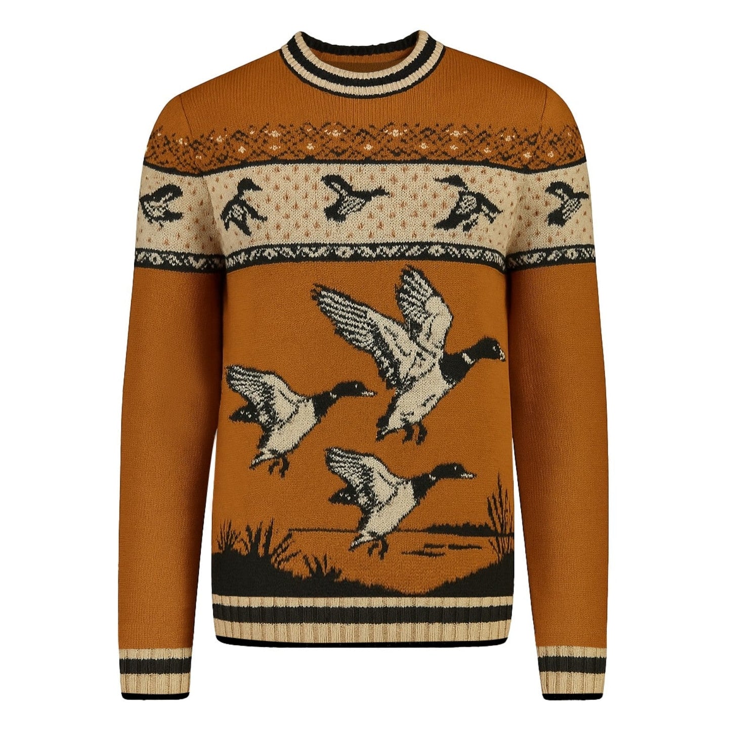 Casual brown jacquard jumper for men from the 1960s
