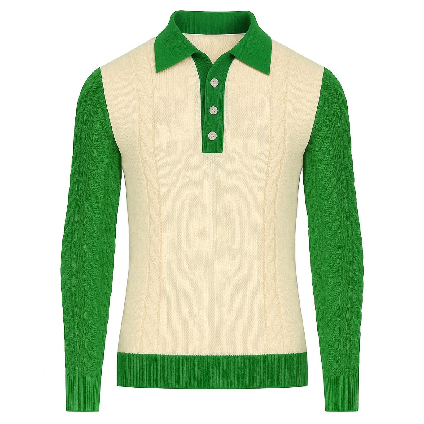 Vintage Green Knitted Polo for Men
