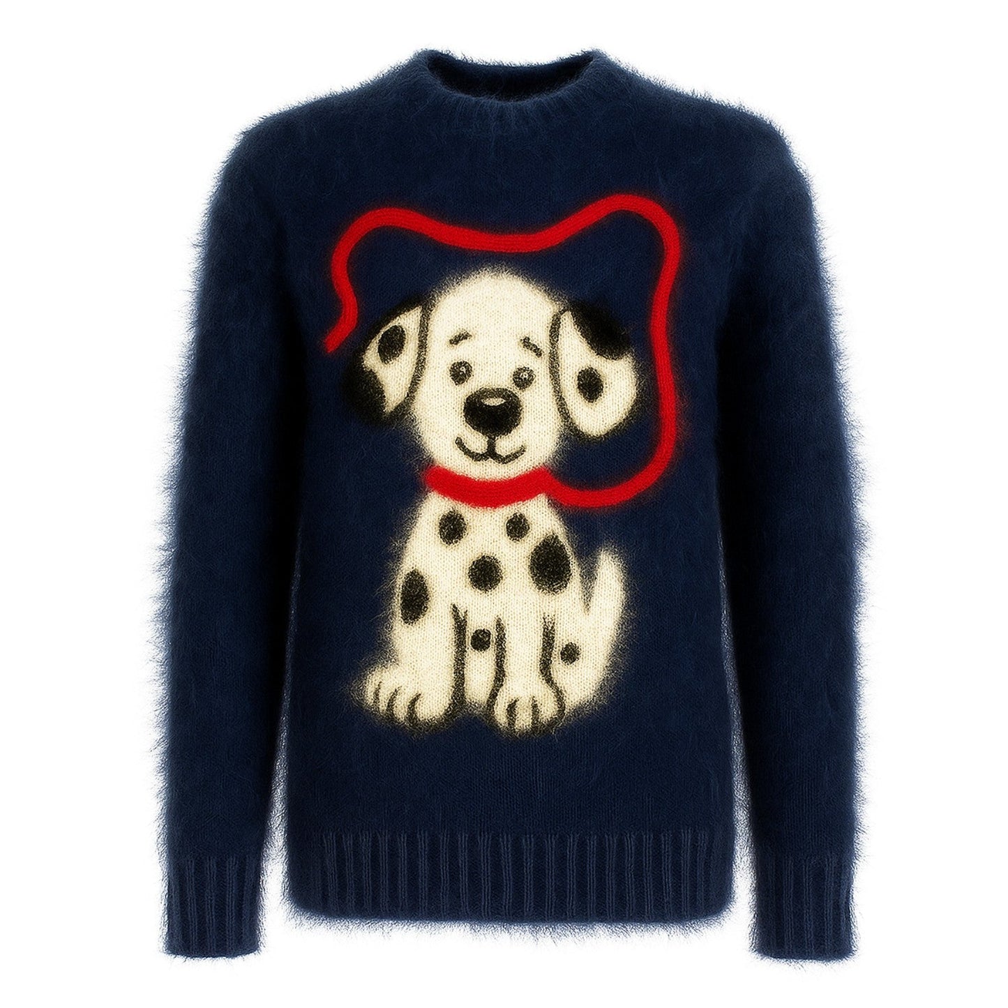 Vintage polka dot knitted jumper for men in navy blue