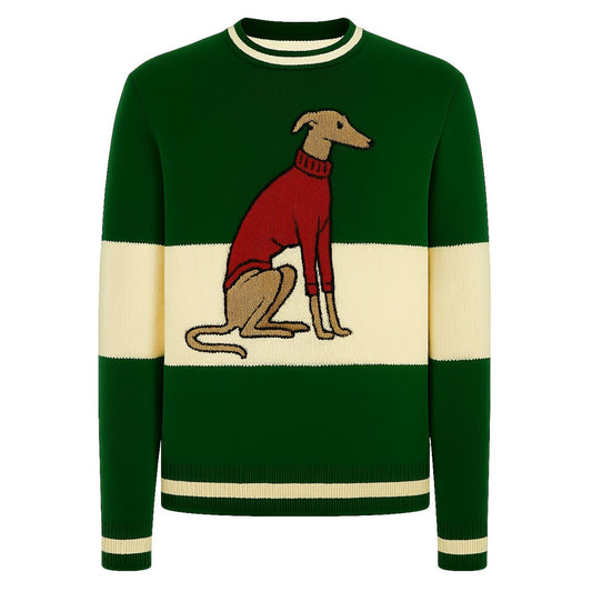 Vintage jacquard knit for dog green man