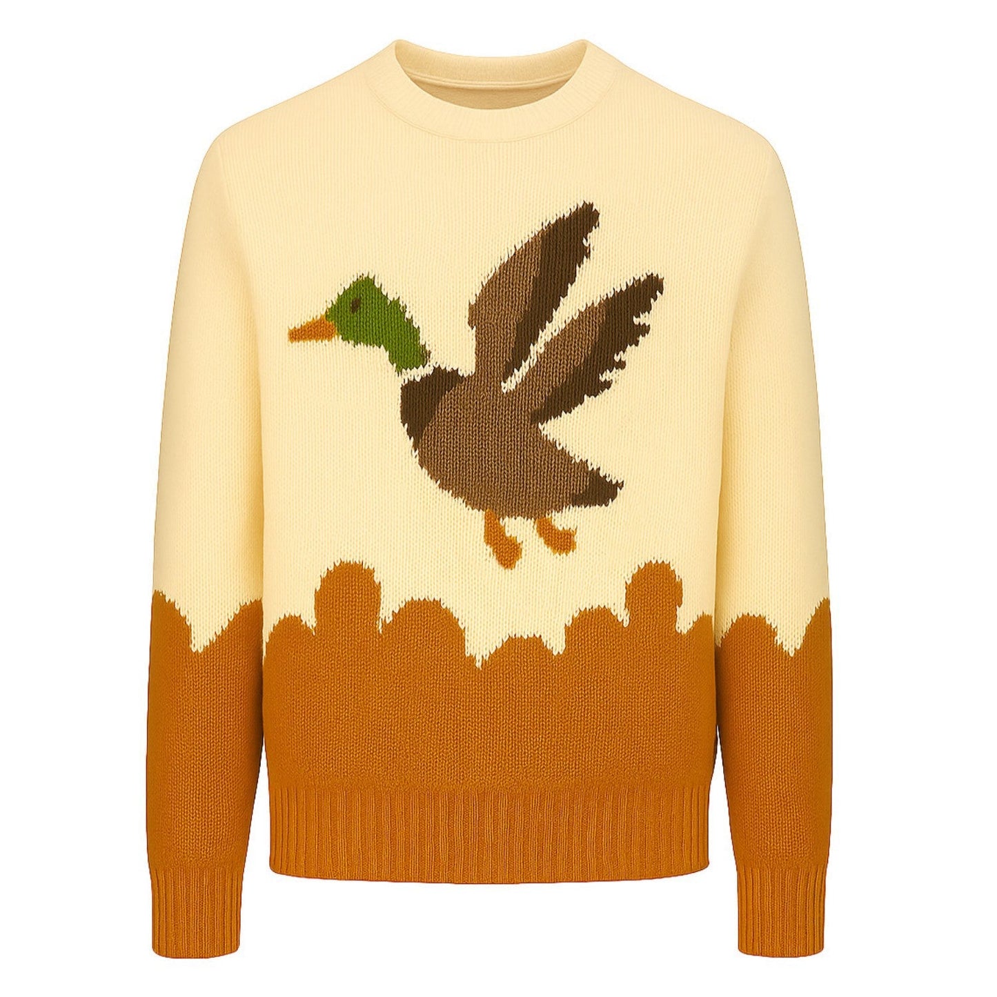 Orange duck jacquard knit jumper for men
