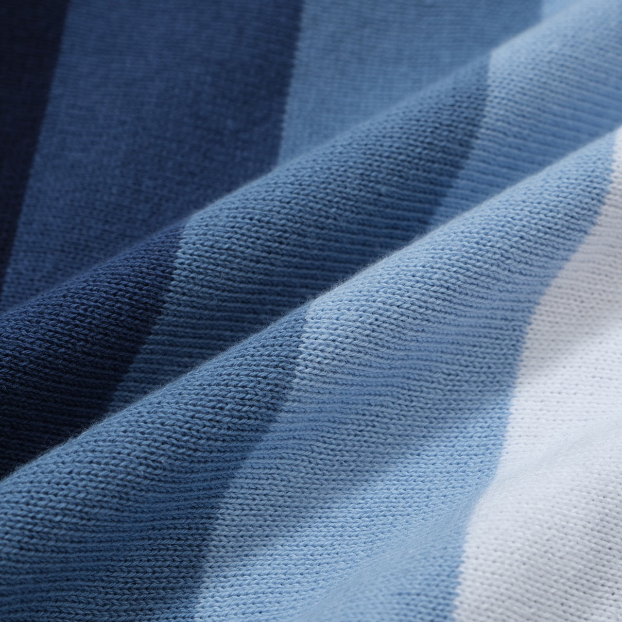 1960s Men's Vertical Striped Knitted Shirt – Navy Blue and Sky Blue Buttoned Polo