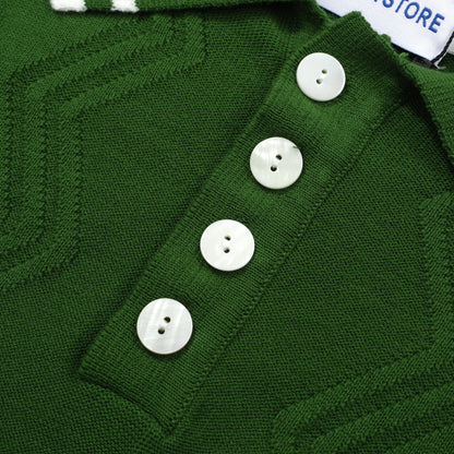Classic Green Knitted Polo for Men – Short Sleeve Shirt Inspired by the 1960s
