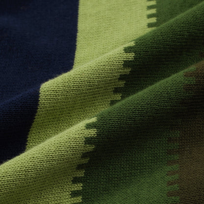 60s Gradient Stripe Knit Polo for Men – Short Sleeve Shirt with Vertical Panel