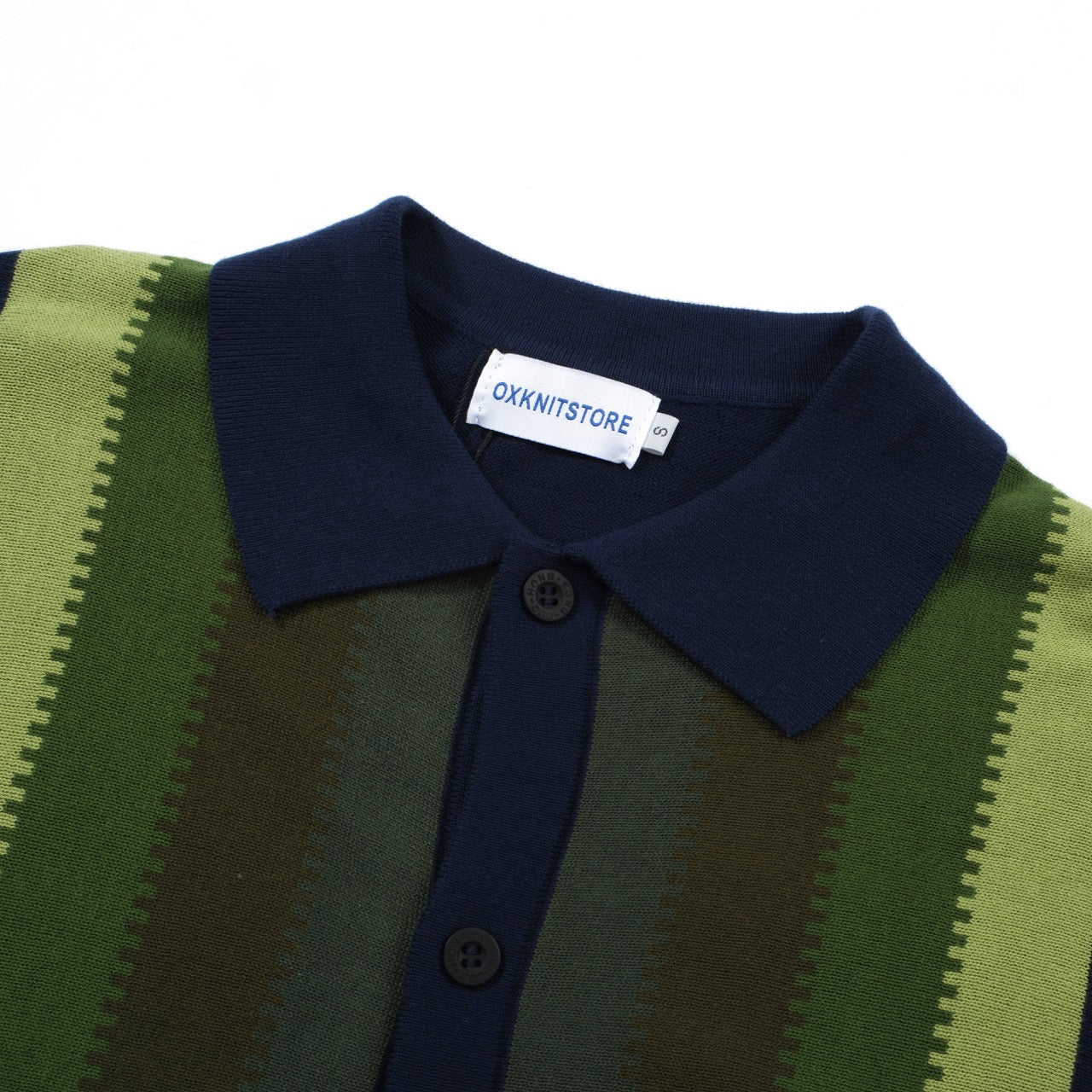 60s Gradient Stripe Knit Polo for Men – Short Sleeve Shirt with Vertical Panel