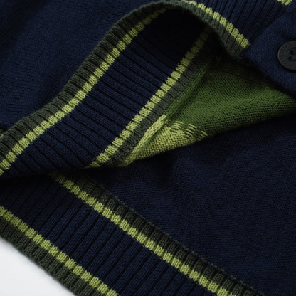 60s Gradient Stripe Knit Polo for Men – Short Sleeve Shirt with Vertical Panel