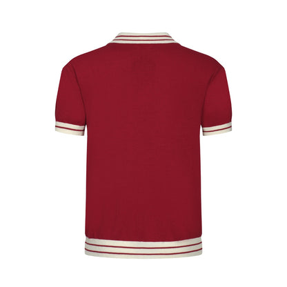 Red Knit Polo Mod 60s for Men – Retro Casual Shirt with Contrast Details