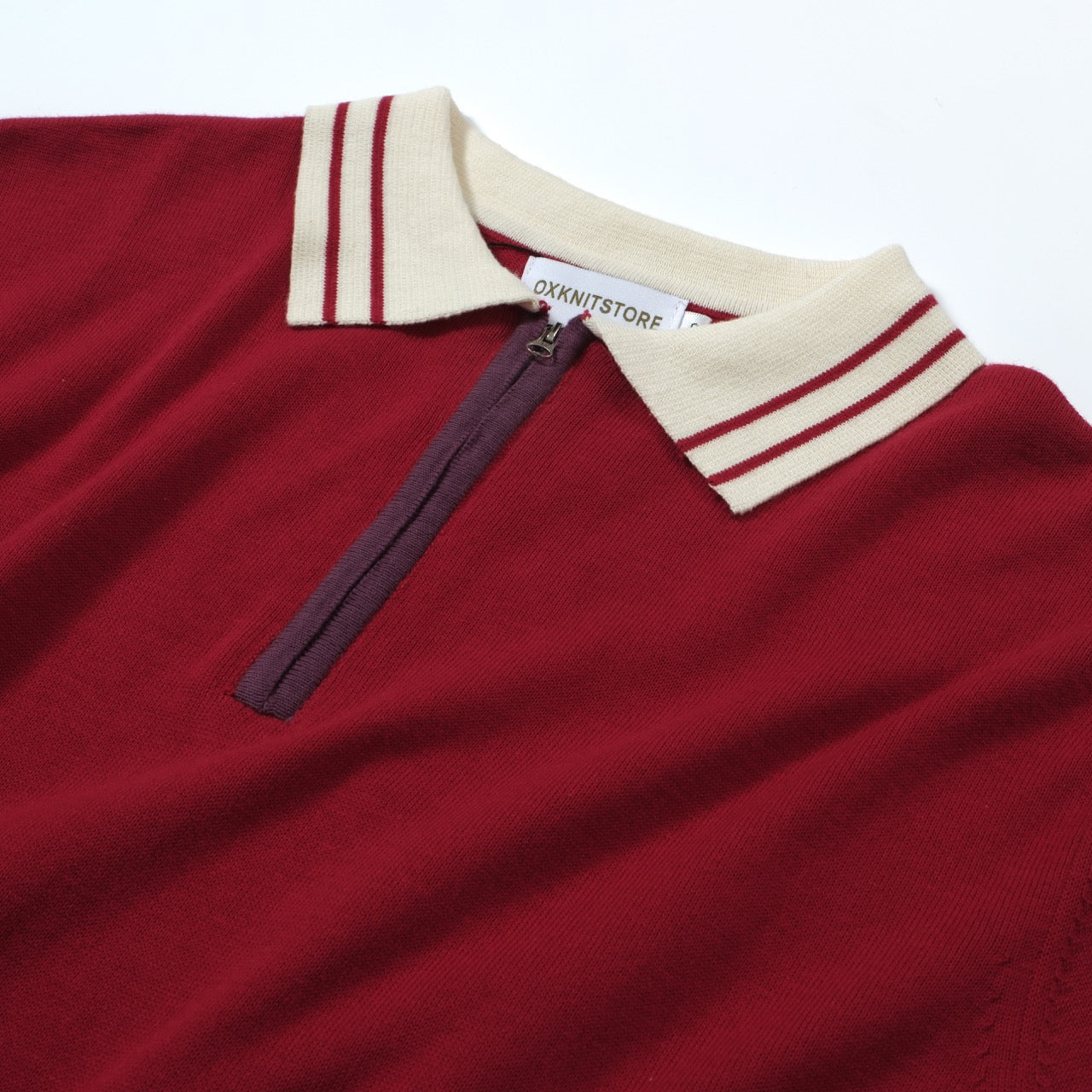 Red Knit Polo Mod 60s for Men – Retro Casual Shirt with Contrast Details