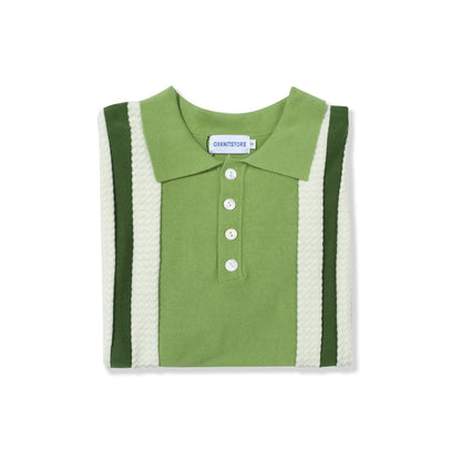 Men's 1960s Green Vertical Striped Knit Polo – Retro Mod Style