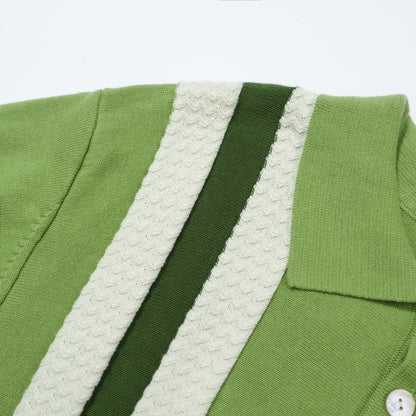 Men's 1960s Green Vertical Striped Knit Polo – Retro Mod Style