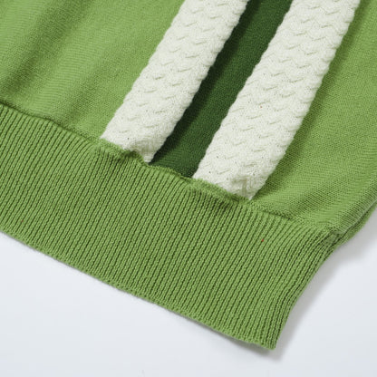 Men's 1960s Green Vertical Striped Knit Polo – Retro Mod Style