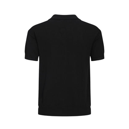 Men's Dark Green Striped Knitted Zip Polo – 60s Retro Casual Shirt