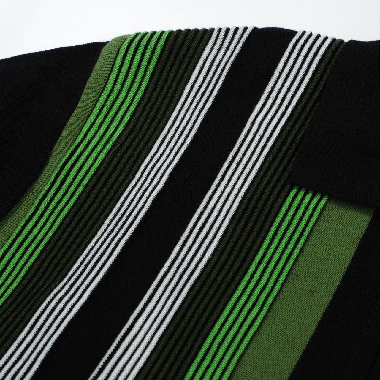 Men's Dark Green Striped Knitted Zip Polo – 60s Retro Casual Shirt