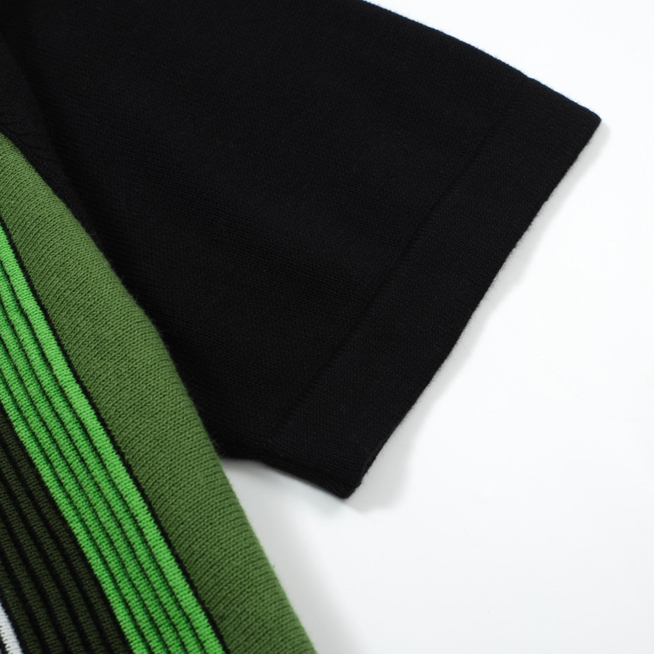 Men's Dark Green Striped Knitted Zip Polo – 60s Retro Casual Shirt