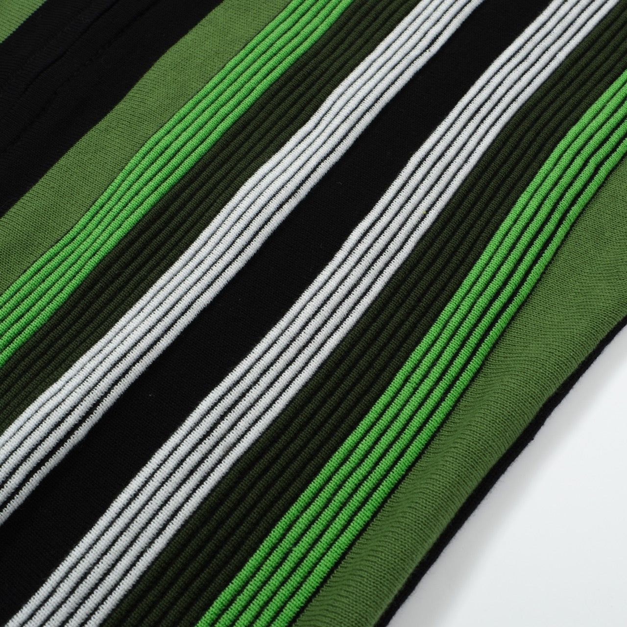 Men's Dark Green Striped Knitted Zip Polo – 60s Retro Casual Shirt