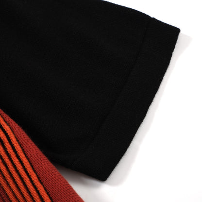 Men's Retro Stripe Knitted Zip Polo – 60s Mod Style in Dark Red and Black