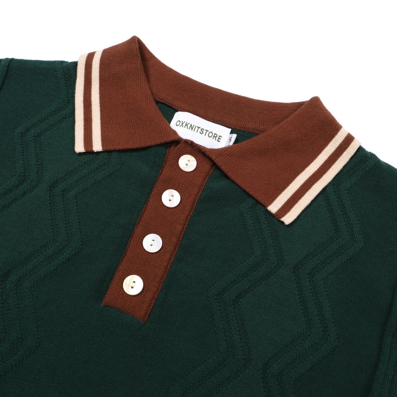 1960s Men's Green Knit Polo – Retro Brown Collar and Cuffs